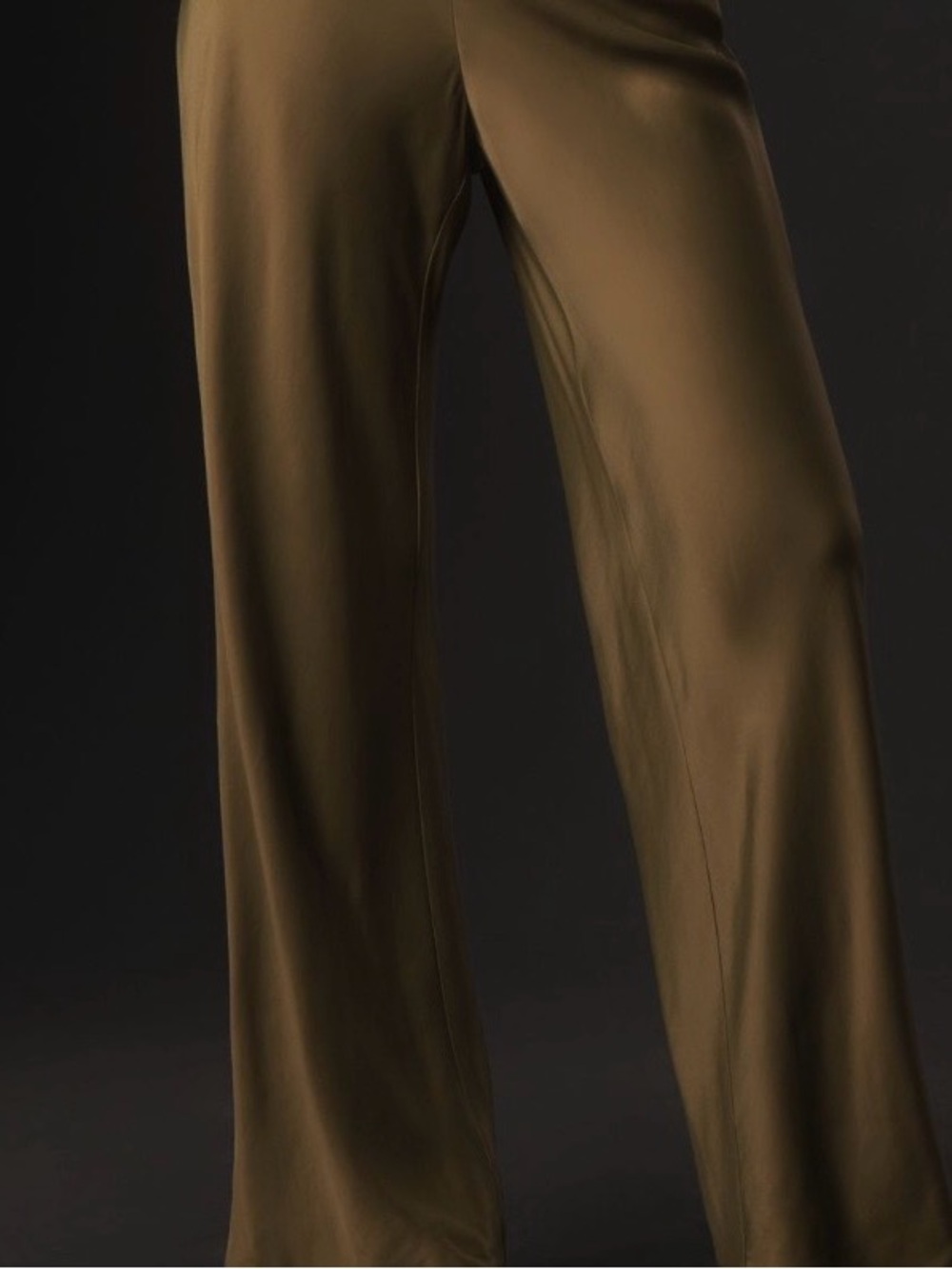 NWT Anthropologie The Tilda Olive Satin Wide-Leg Pants - Picture 4 of 7